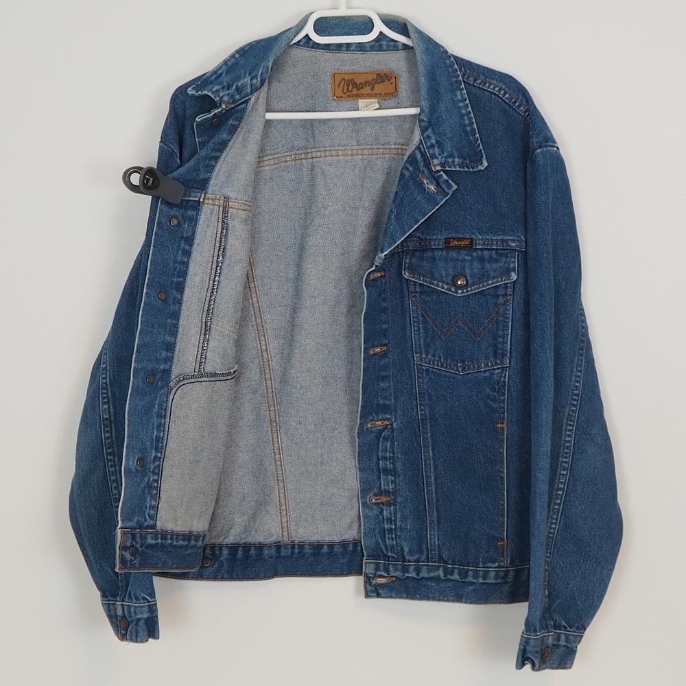 VTG 90's Wrangler Denim Jacket Size 48 XL Made in USA Cowboy Western Jean M-159